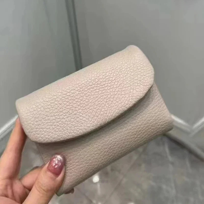 Coin Purse Genuine Cow Leather Short Wallet Trifold for Small Women's Purses Clutch Cowhide Card Holder Travel Card Wallets