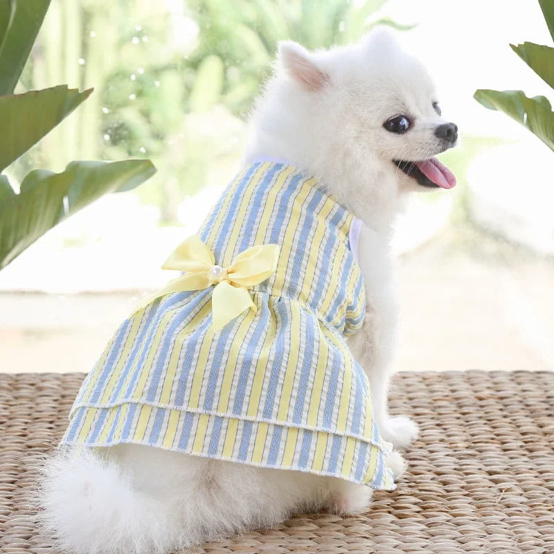 Puppy Vertical Striped Butterfly Skirt for Summer Fun - Smarsty