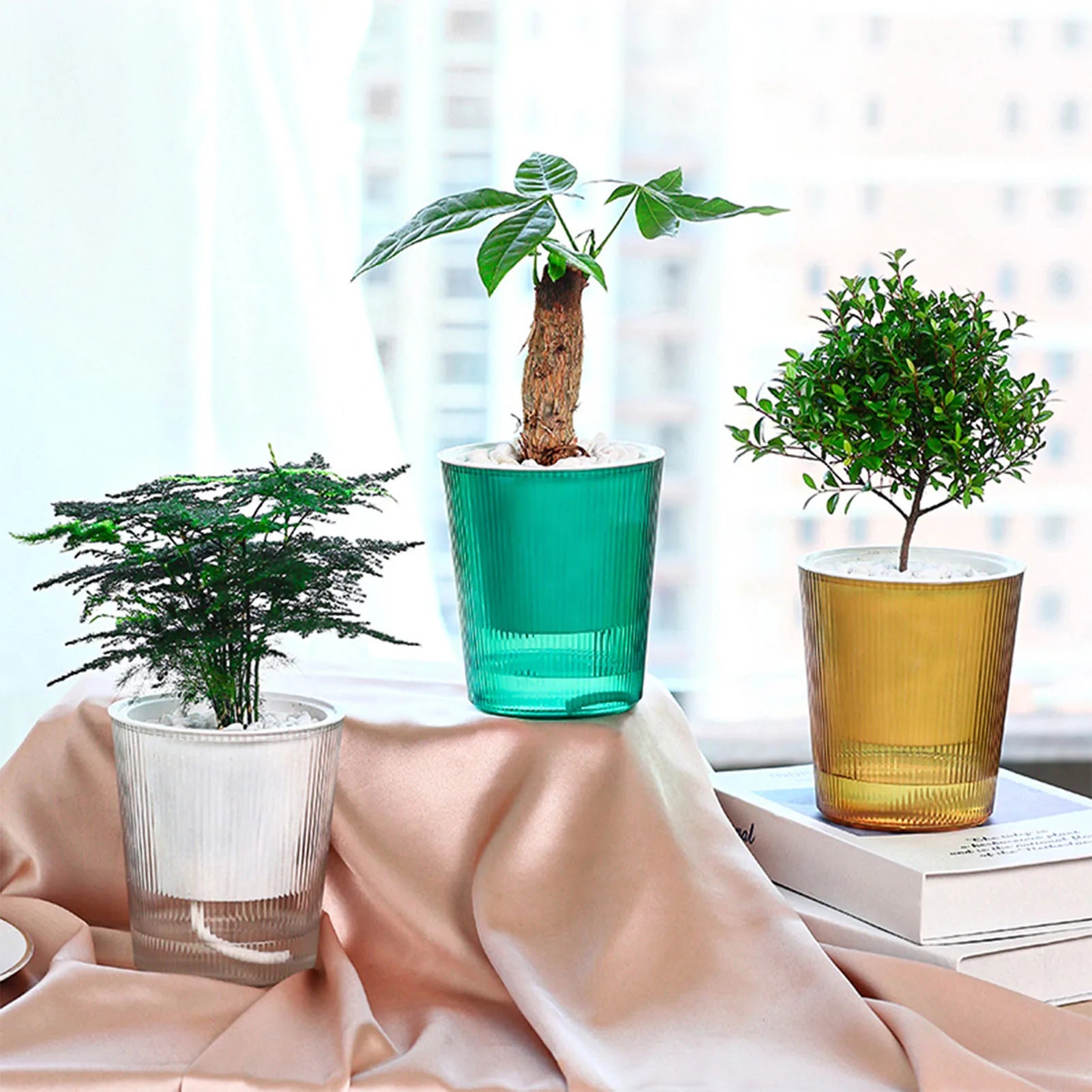 Water-Absorbing Plant Flower Pots Modern Style Transparent Plants Flowers Pots for Garden Enthusiast Lover Gift