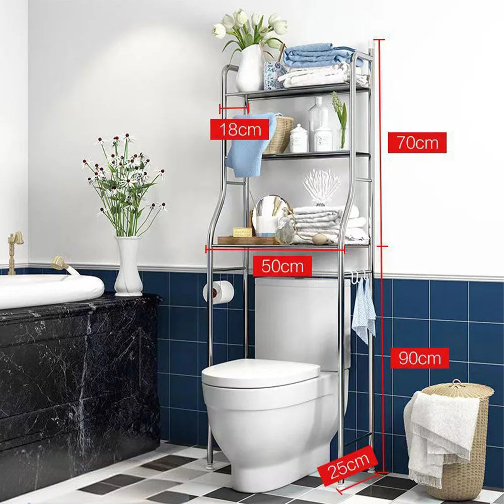 Over Toilet Storage Shelf,2/3-Tier Freestanding Over The Toilet Storage,Metal Bathroom Shelves with Paper Holder and Removable - Smarsty