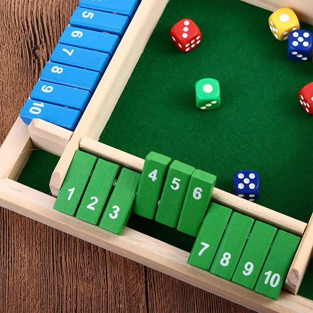 Arithmetic Dice Board Game Four-Sided Flip Card Games Box Dice Toys Wooden Flaps Dices 4 Players Party Number Game Board Games - Smarsty