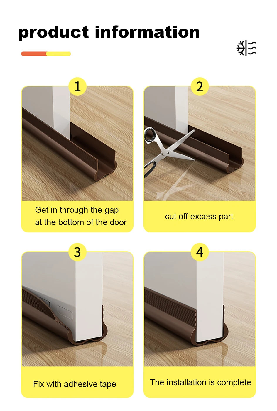 Flexible Door Bottom Sealing Strip Door Gap Soundproofing Wind and Dust Proof Weather Strip Under Door Draft Stopper Tape - Smarsty