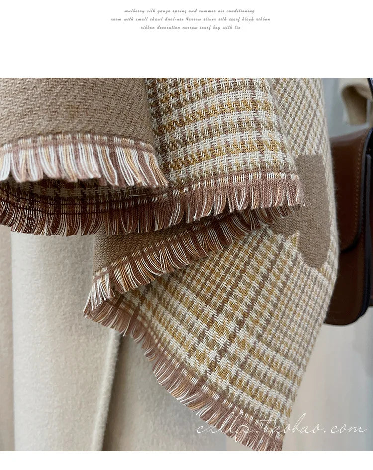 Double Side Cashmere Scarf Warm Thickened Winter Wrap - Smarsty