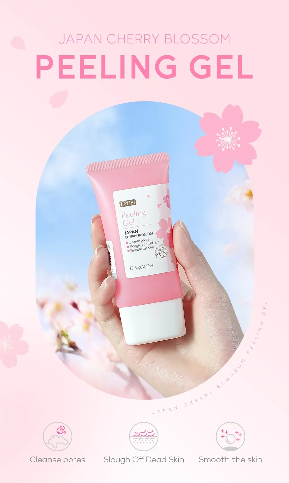 Sakura Face Deep Cleaning Exfoliating Gel Skin Care Whitening Moisturizer Repair Facial Scrub Skin Care 60g - Smarsty
