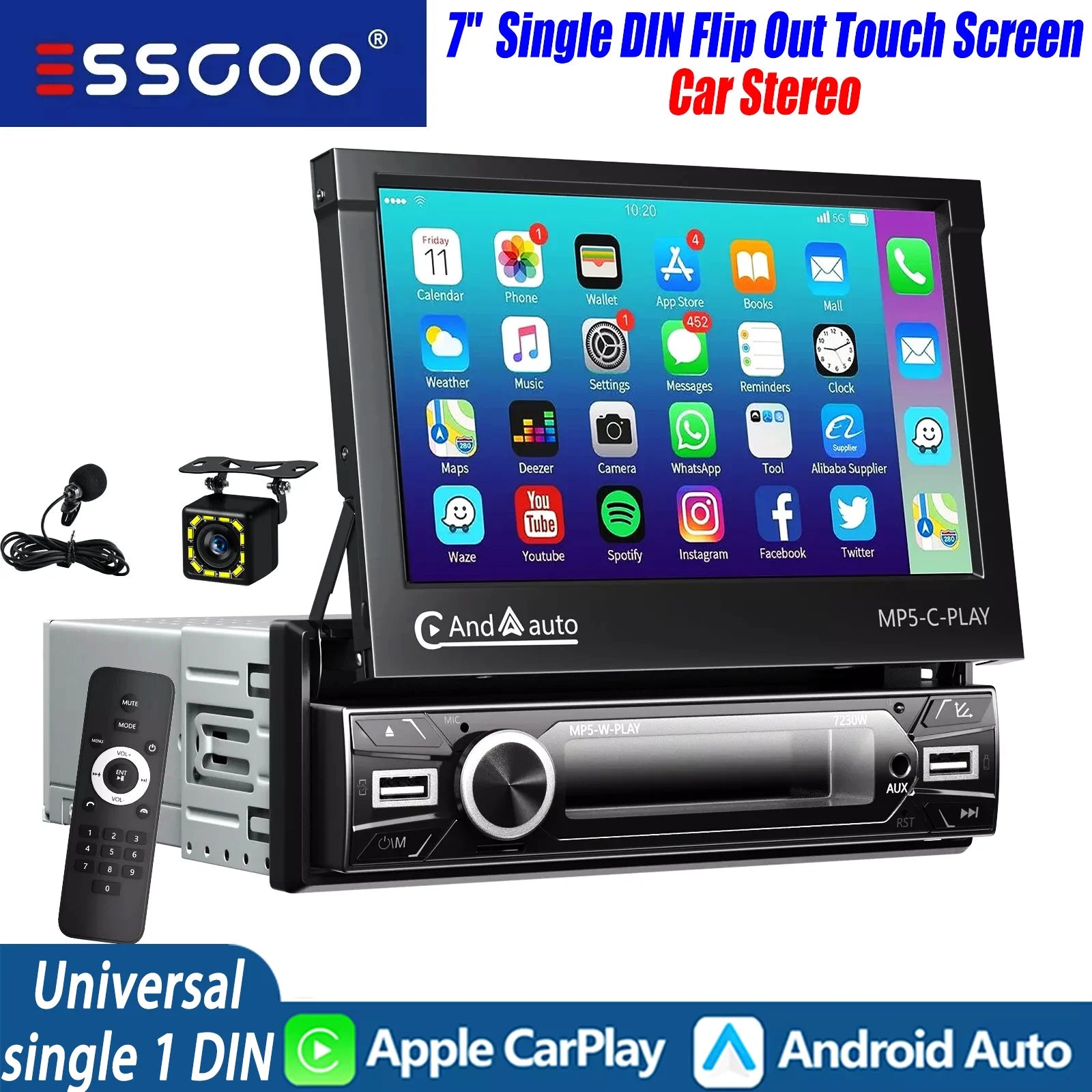 Single 1 din car radio 7 inch HD Autoradio multimedia player 1DIN WIFI GPS car audio car audio MP5 Bluetooth USB TF FM camera