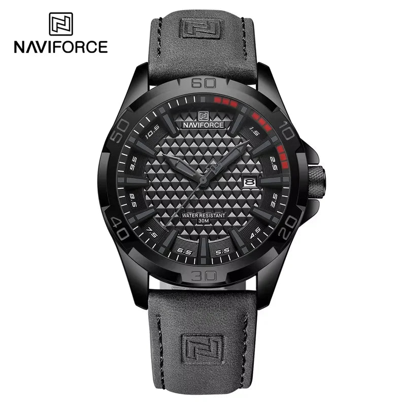 NAVIFORCE Men Fashion Waterproof Quartz Watch with Leather Strap - Smarsty