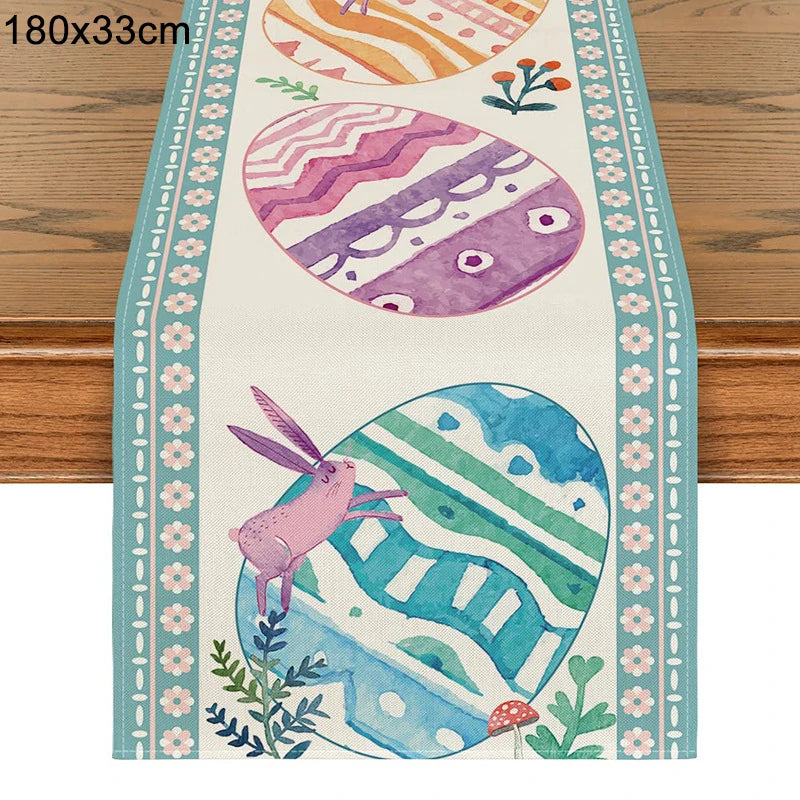 Linen Easter Rabbit Table Runner for Spring Decor - Smarsty