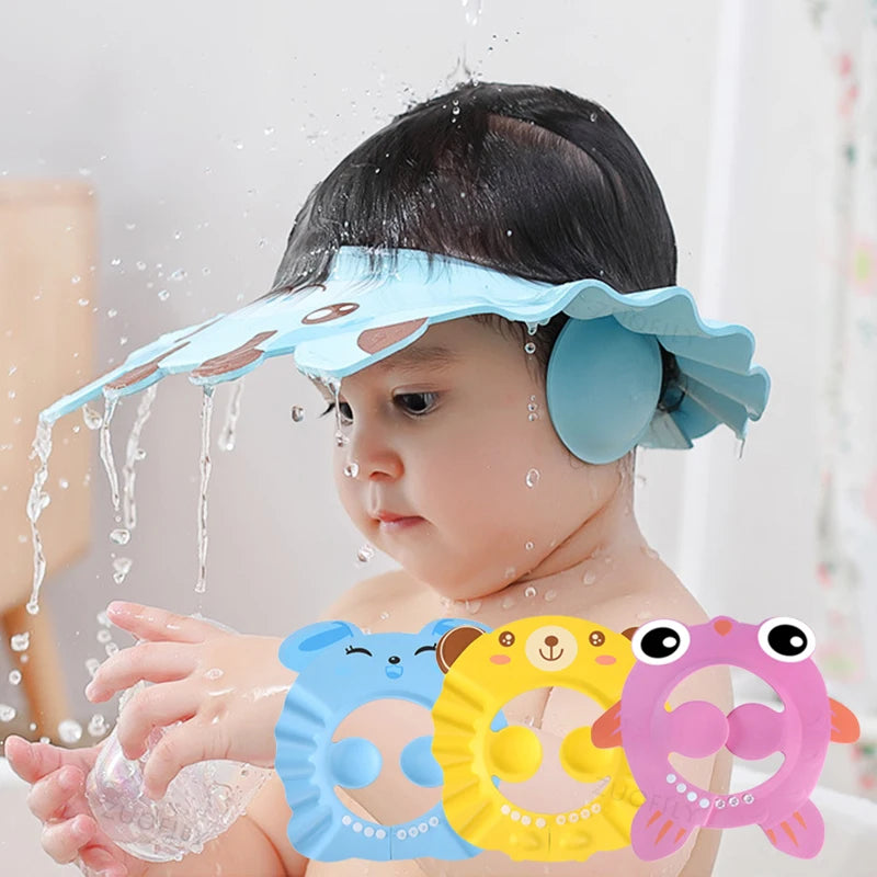 Baby Shower Soft Cap Adjustable Hair Wash Hat for Kids Ear Protection Safe Children Shampoo Bathing Shower Protect Head Cover - Smarsty