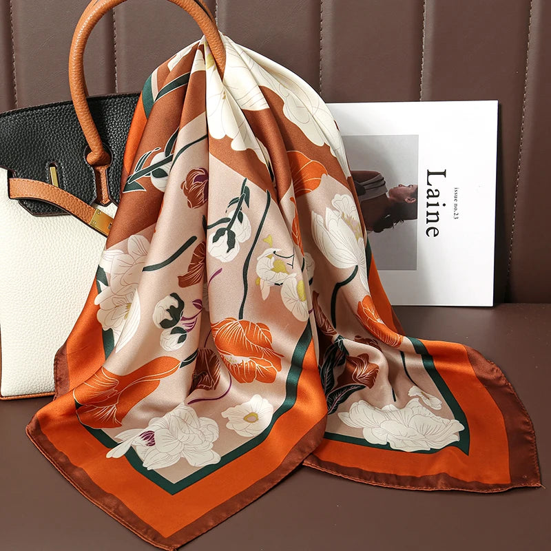Luxury Silk Satin Headscarf for Women with Plaid Print - Smarsty