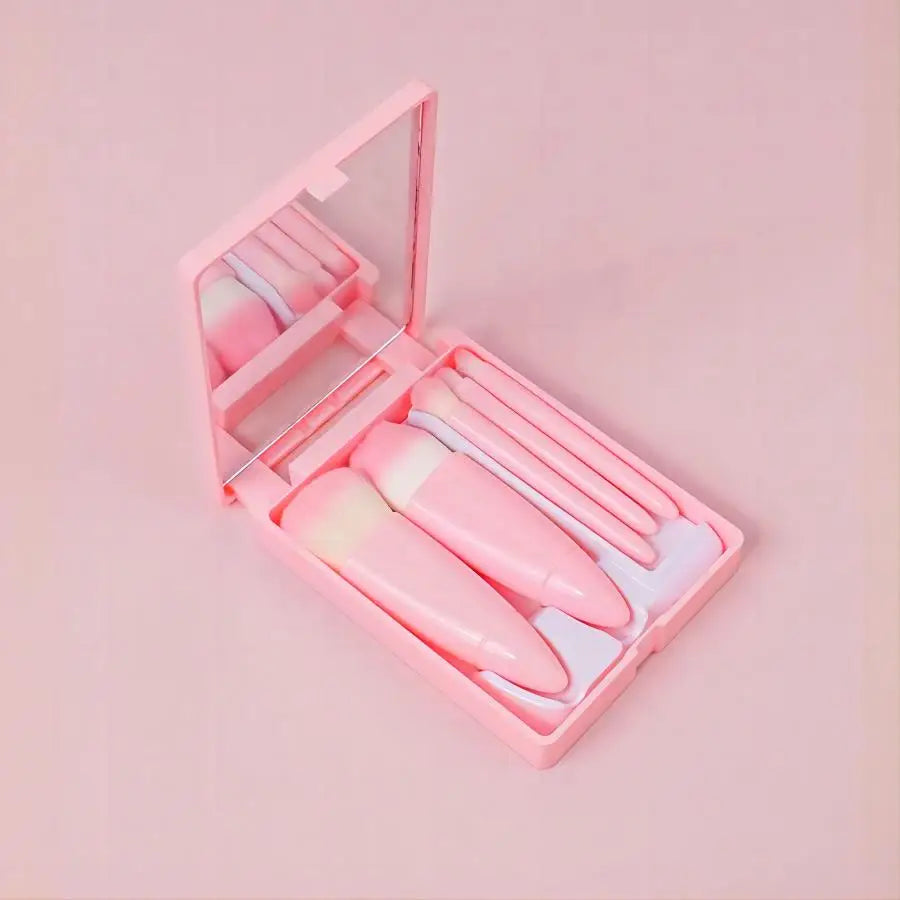 Travel Size Makeup Brushes Set with Case and Mirror - Smarsty