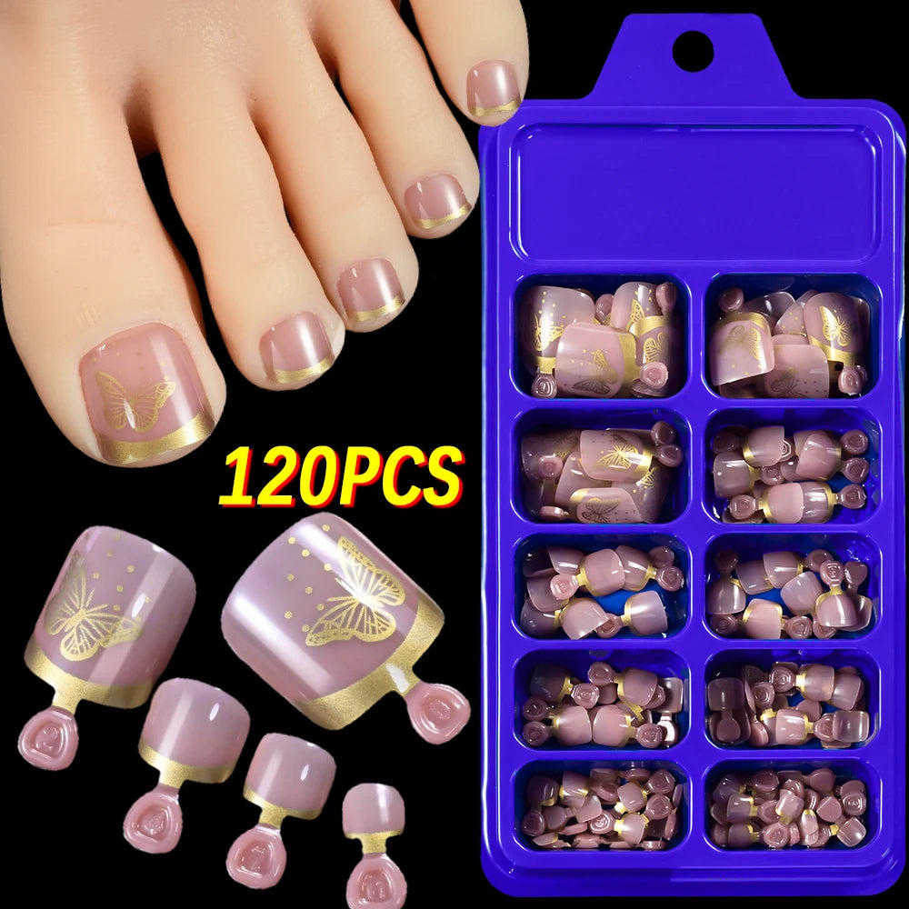 120Pcs French Fake Toenails in 9 Colors for Summer Style - Smarsty