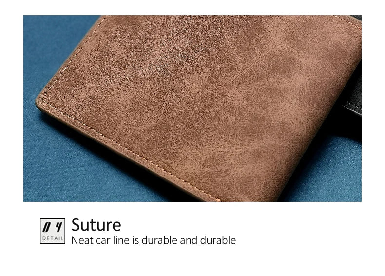 New Retro Men Leather Wallets Small Money Purses Design Dollar Price Top Men Thin Wallet With Coin Bag Zipper