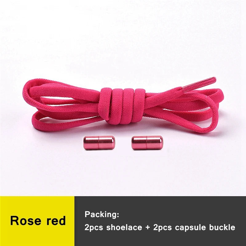 21 Colors No Tie Shoelaces Round Color Metal Lock Elastic Shoelace General For Children And Adults Sneakers Lazy Laces Unisex - Smarsty