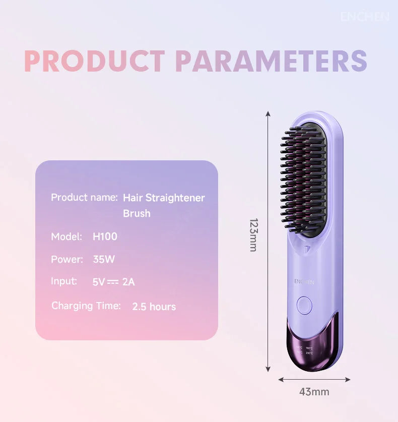Professional Mini Straightener Brush with Negative Ions - Smarsty