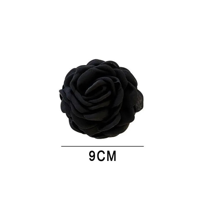French Fabric Rose Hair Claw Clip Elegant Gift For Women - Smarsty