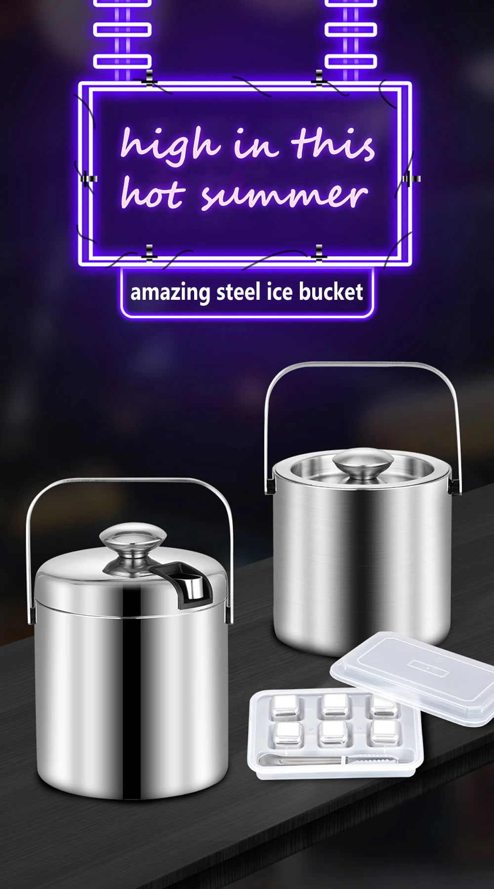 Portable Stainless Steel Ice Bucket for Outdoor Parties - Smarsty