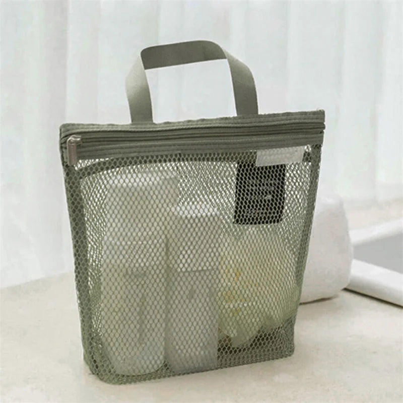 Mesh Makeup Toiletry Storage Bags Handbags Portable Travel Washing Body Shower Tools Organizer Hanging Cosmetic Organizer Pouch - Smarsty
