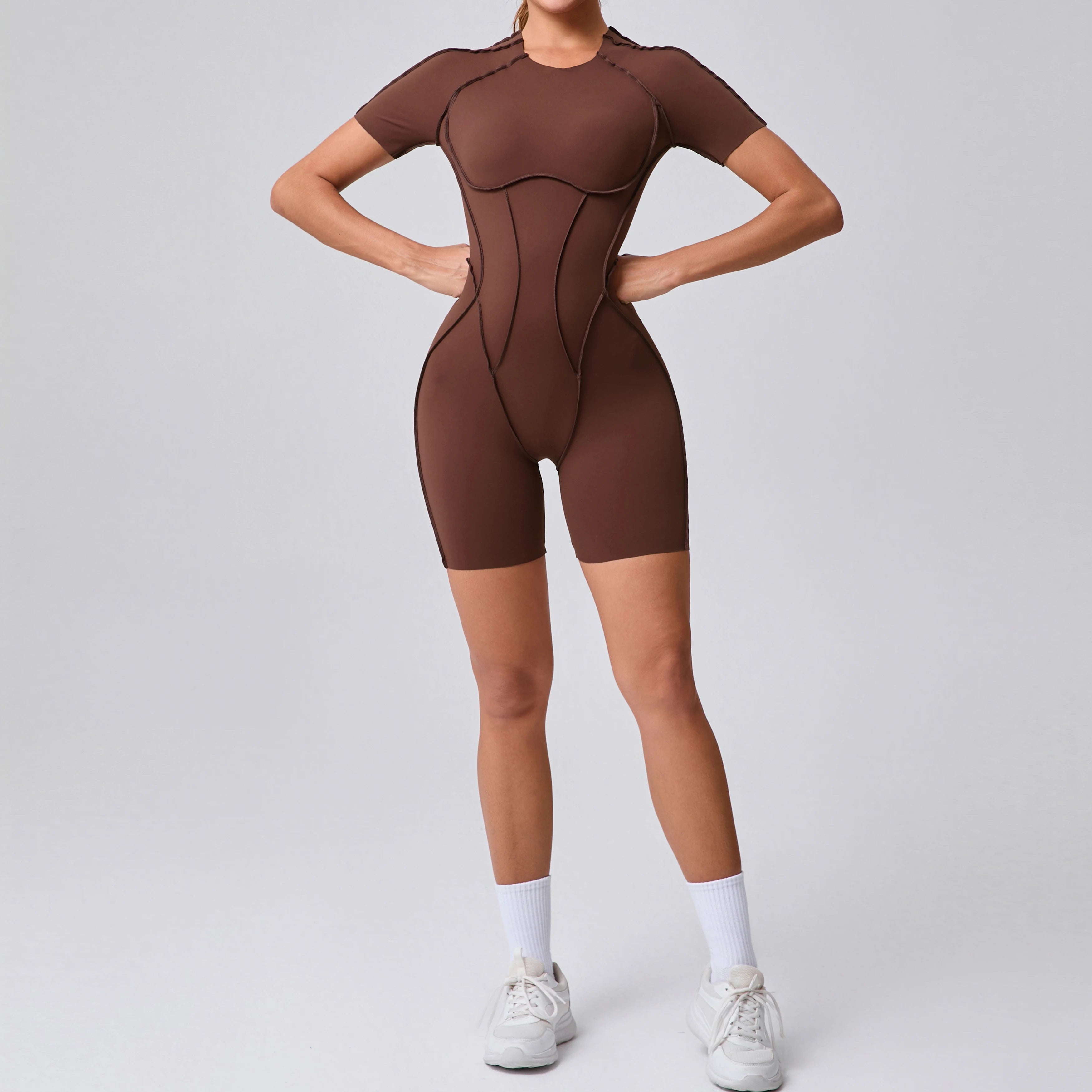 Short Jumpsuit Gym Clothes For Women Sportswear Fitness Overalls Backless Scrunch Booty Yoga Suit Sports Set Outfit - Smarsty