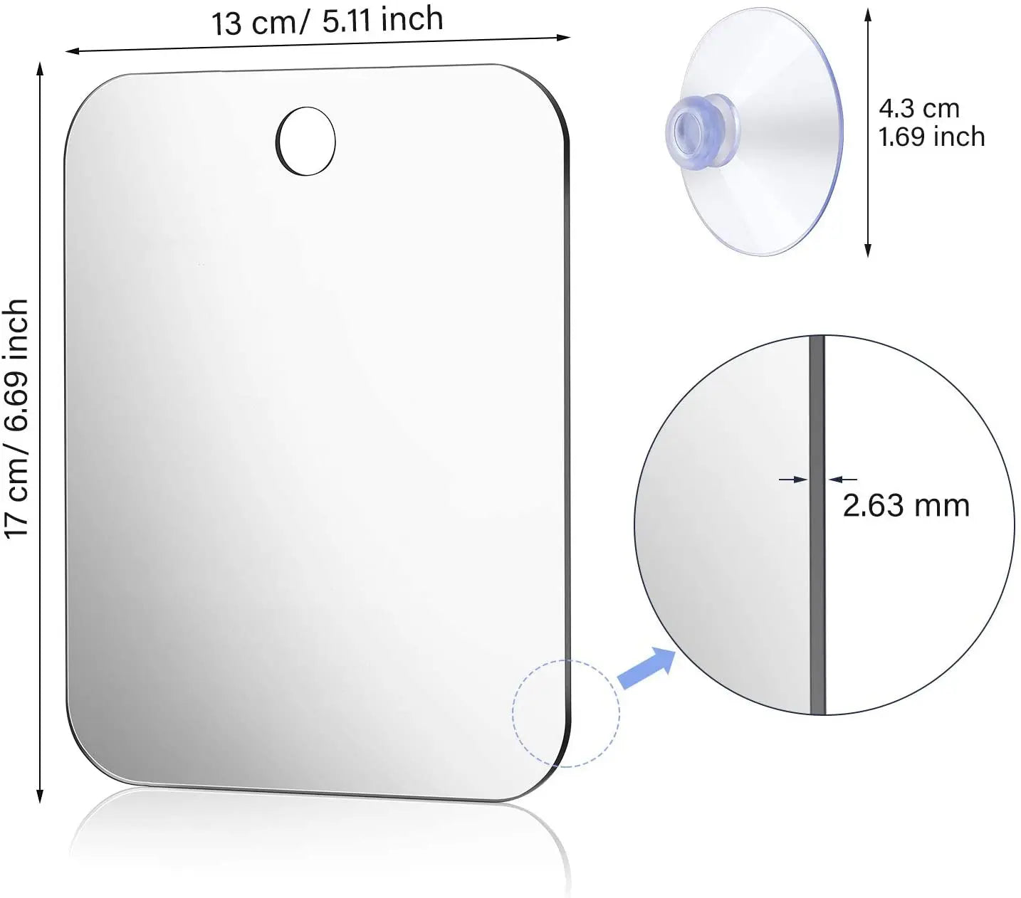 Fogless Acrylic Shower Mirror for Travel and Shaving - Smarsty