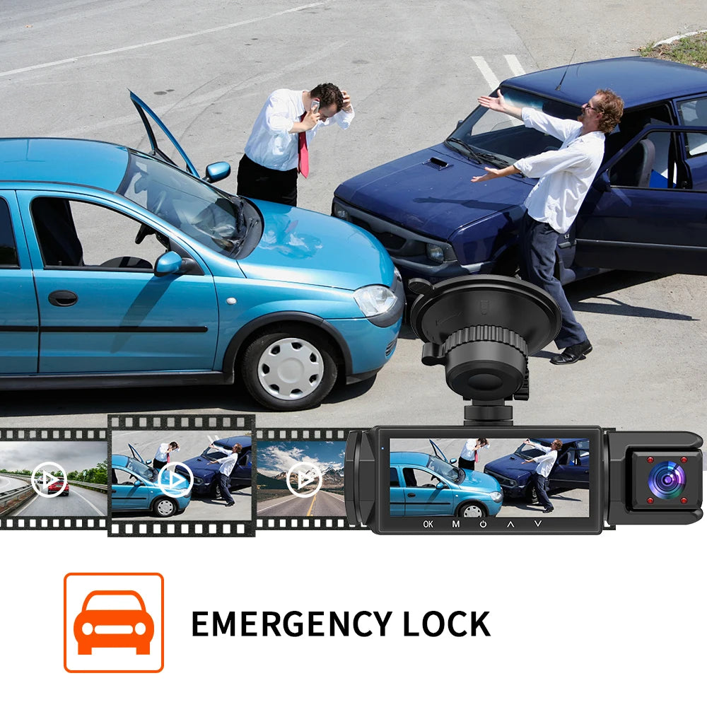 1080P 3 Camera Dash Cam Front and Rear Night Vision - Smarsty