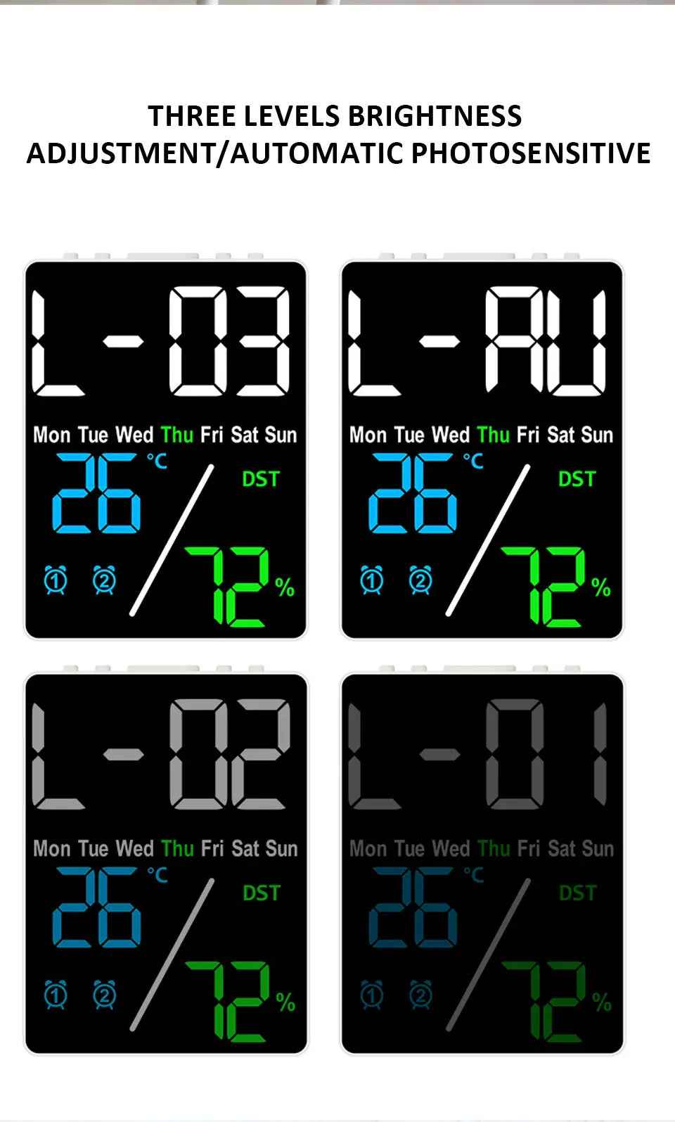 Multifunctional Large Screen Digital Alarm Clock with Humidity Display - Smarsty