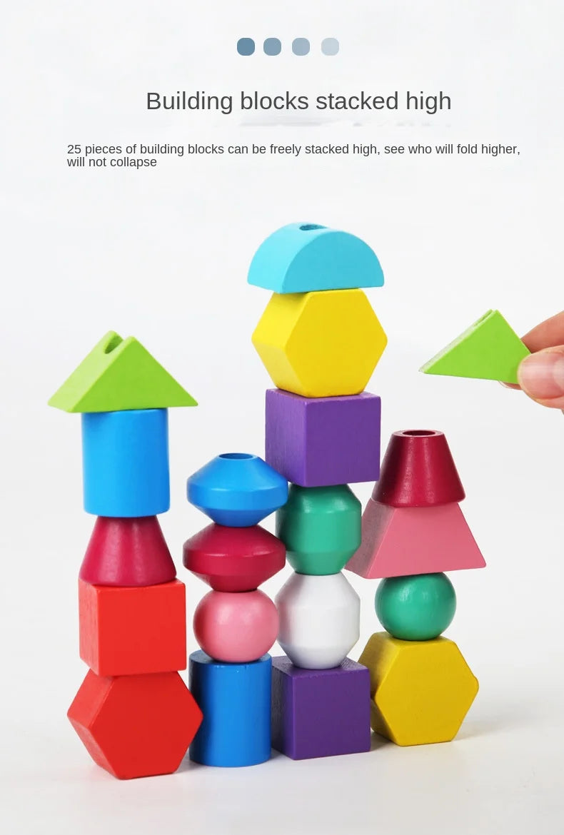 Montessori Wooden Toys Color Shape Matching Puzzle Game Colorful Beaded Color Cognition Early Educational Toys Gift for Children - Smarsty