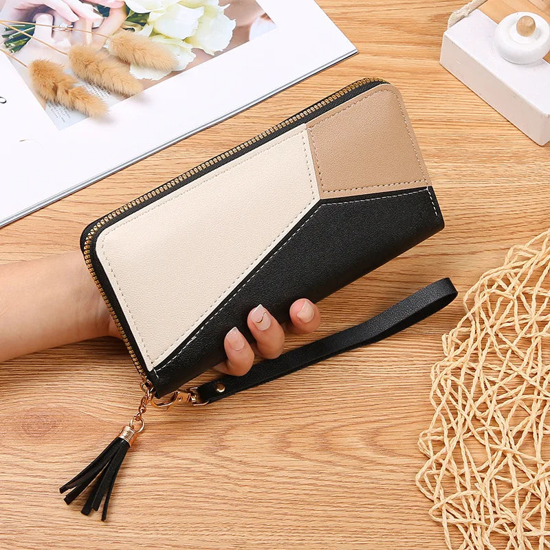 Fashion Women's Wallet Zipper Coin Purse Lady Short Clutch Purse Handbag Patchwork Leather Female Card Holder Wallet Phone Pouch