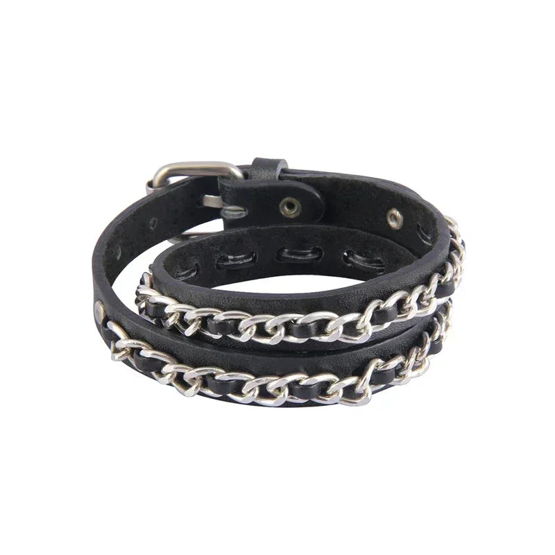 Punk Hip Hop Leather Skull Bracelet for Unisex Fashion - Smarsty