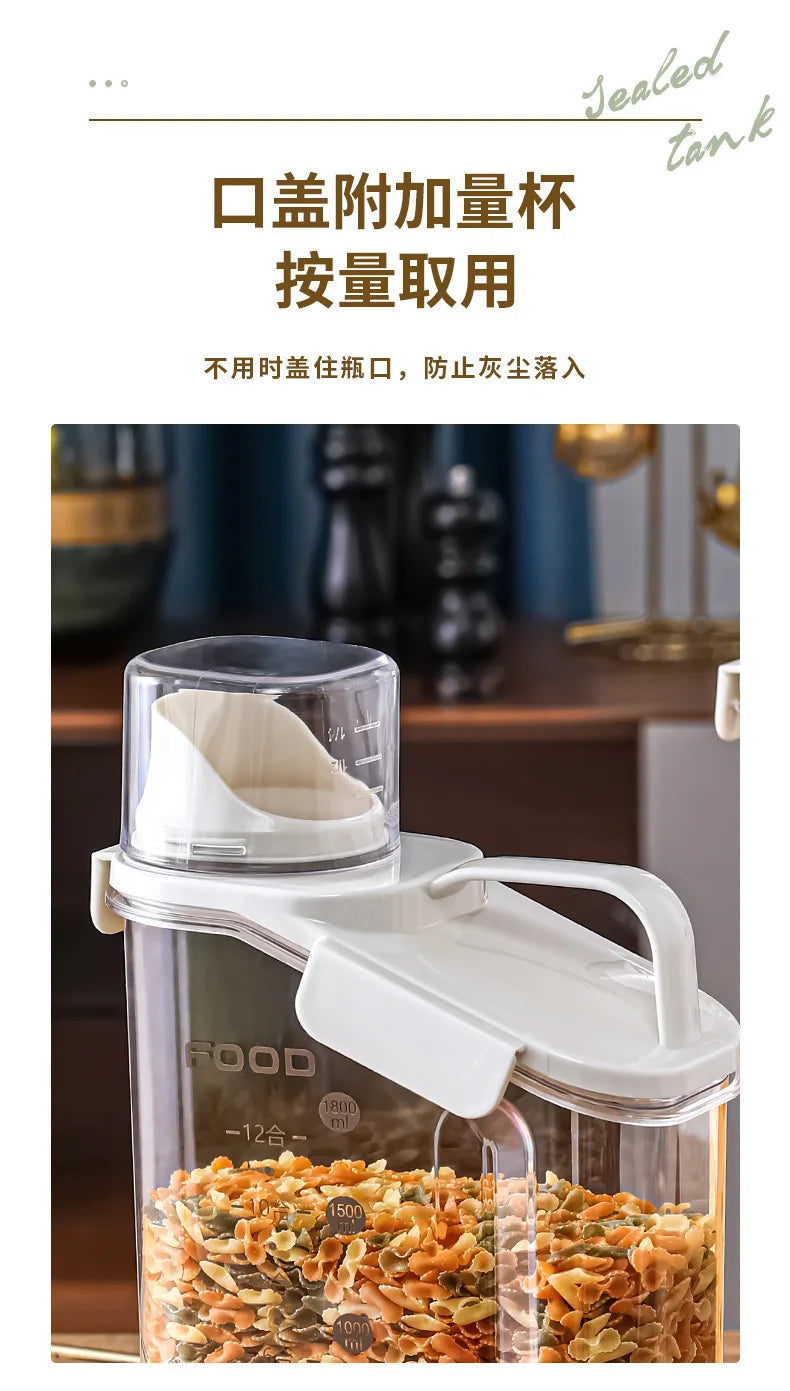 Moisture-Proof Storage Container for Grains Pet Food Snacks Transparent Sealed Food Storage Jar Kitchen Organizer for Dry Foods