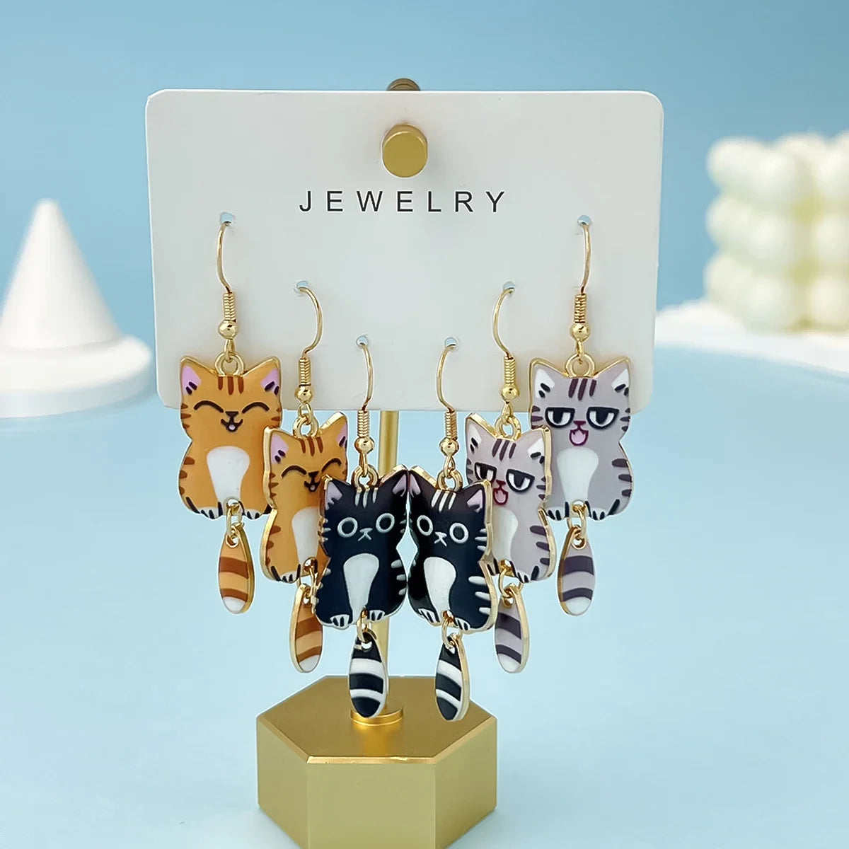 Cute Cat Dangle Earrings Set for Women - Smarsty