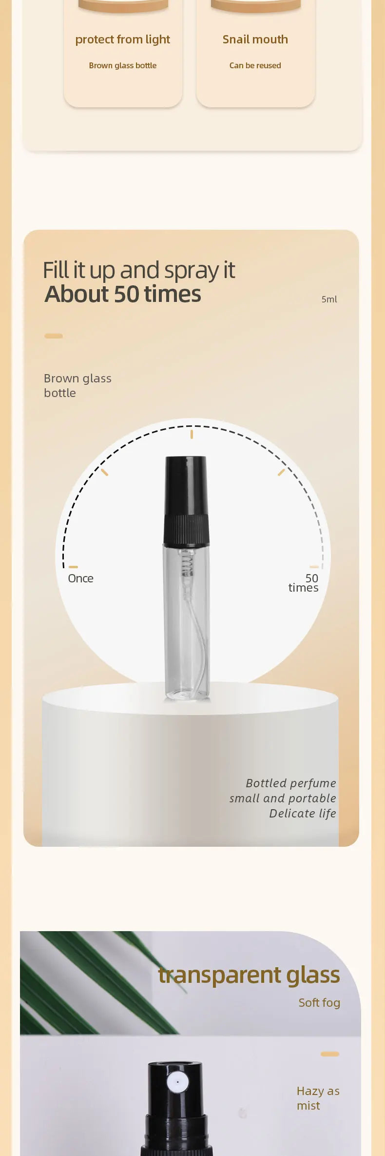 5ml Transparent Glass Perfume Spray Bottle Travel Size - Smarsty