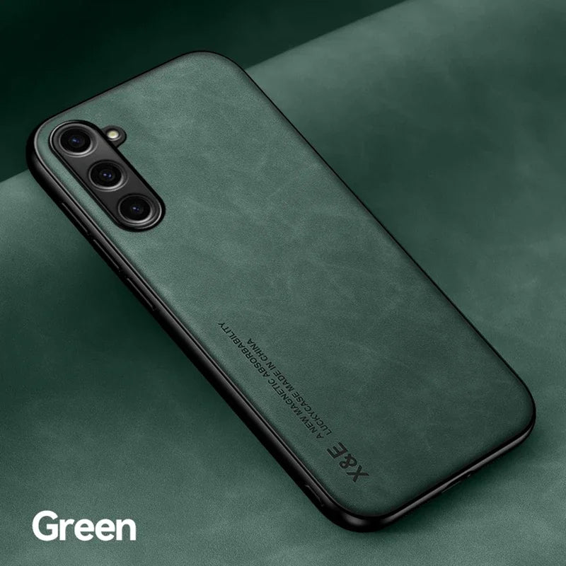 Leather Phone Case With Metal Plate For Car Mount Support - Smarsty