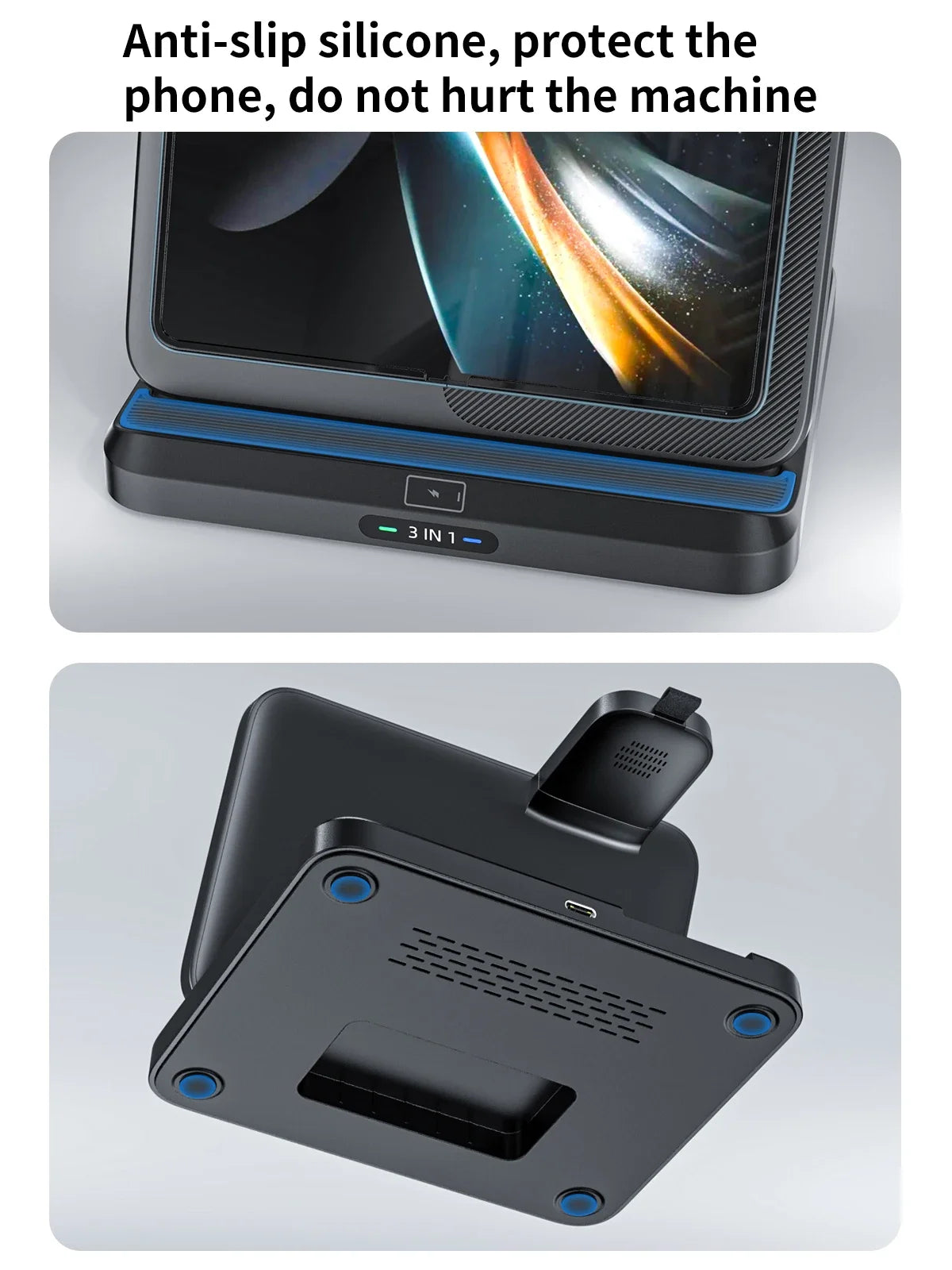 3 In 1 Wireless Charger Stand With Fast Charging Dock - Smarsty