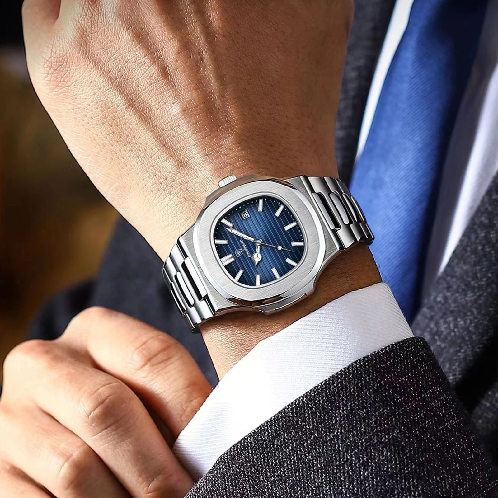 Luxury Waterproof Square Men Wristwatch with Luminous Date - Smarsty
