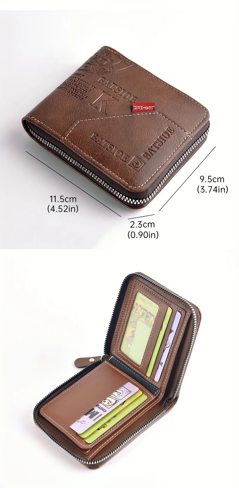 Men's Wallet Made of PU Wax Oil Skin Purse for Men Coin Purse Short Male Card Holder Wallets Zipper Around Money Coin Purse - Smarsty