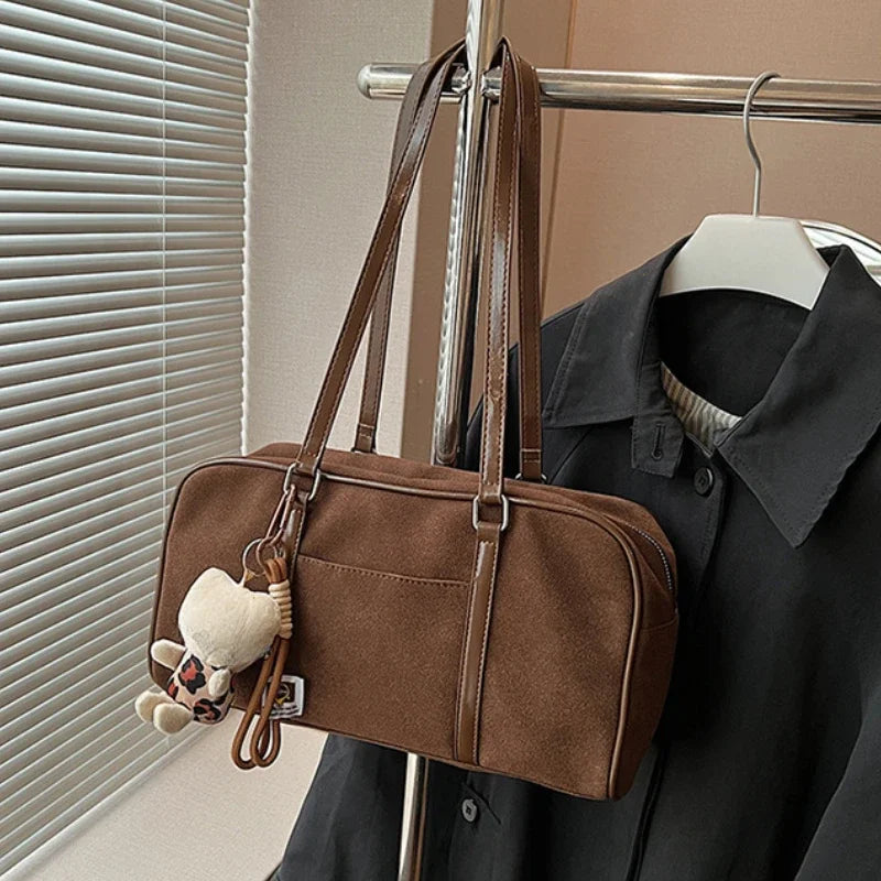 Casual Large Capacity Suede Shoulder Bag For Women Retro - Smarsty