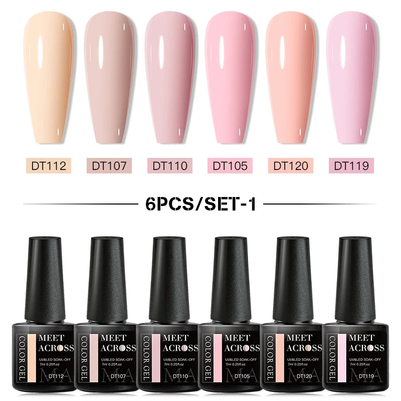 Macaron Series Gel Nail Polish Set with Glitter - Smarsty