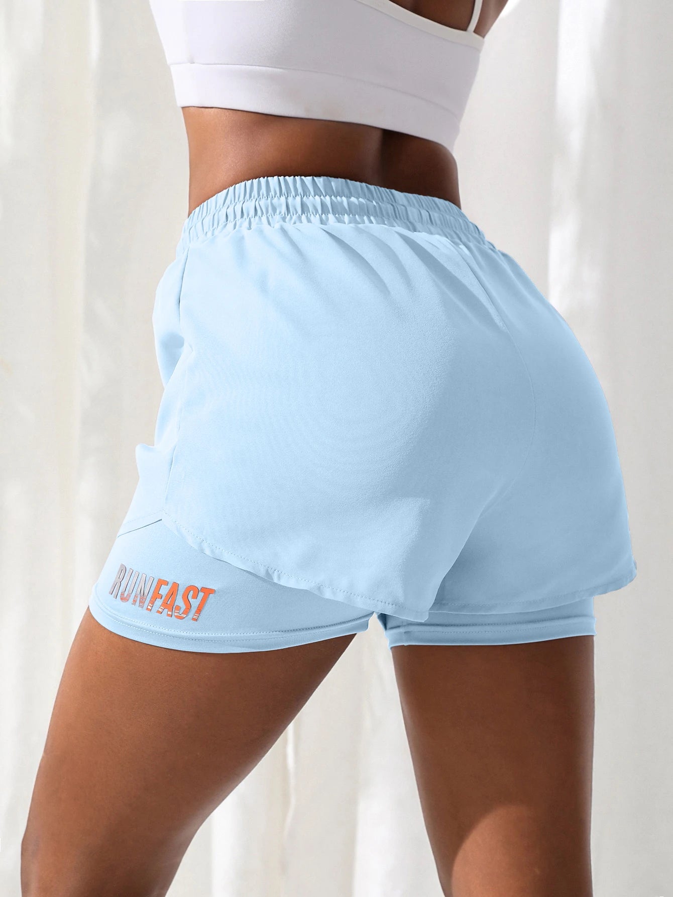 Women's High Rise Yoga Shorts With Elastic Proximity Control Running Shorts, Fake Two Pieces Pants - Smarsty