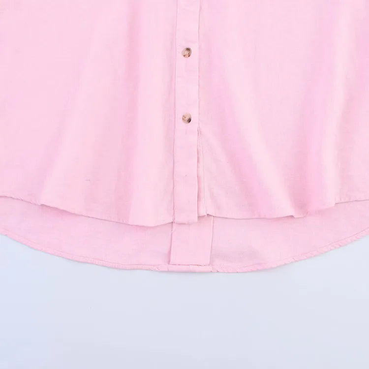 HipSeam Wide Sleeved Shirt Women Spring Asymmetric Hem Button Women's Shirts Simple Lady Johnny Collar Linen Shirts & Blouses - Smarsty