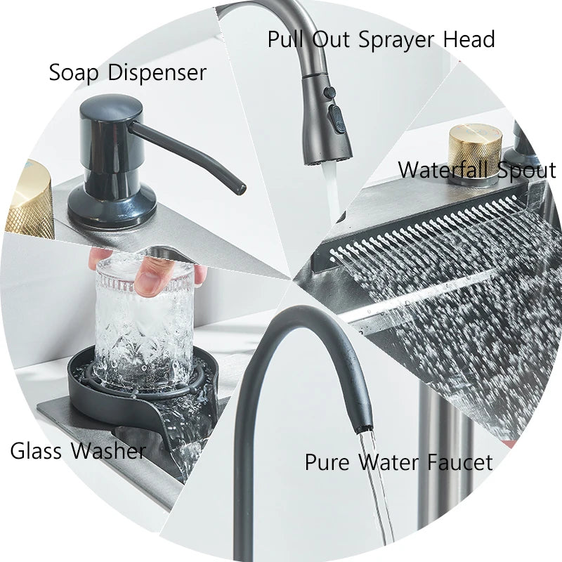 Large Single Bowl Stainless Steel Kitchen Sink with Faucet - Smarsty