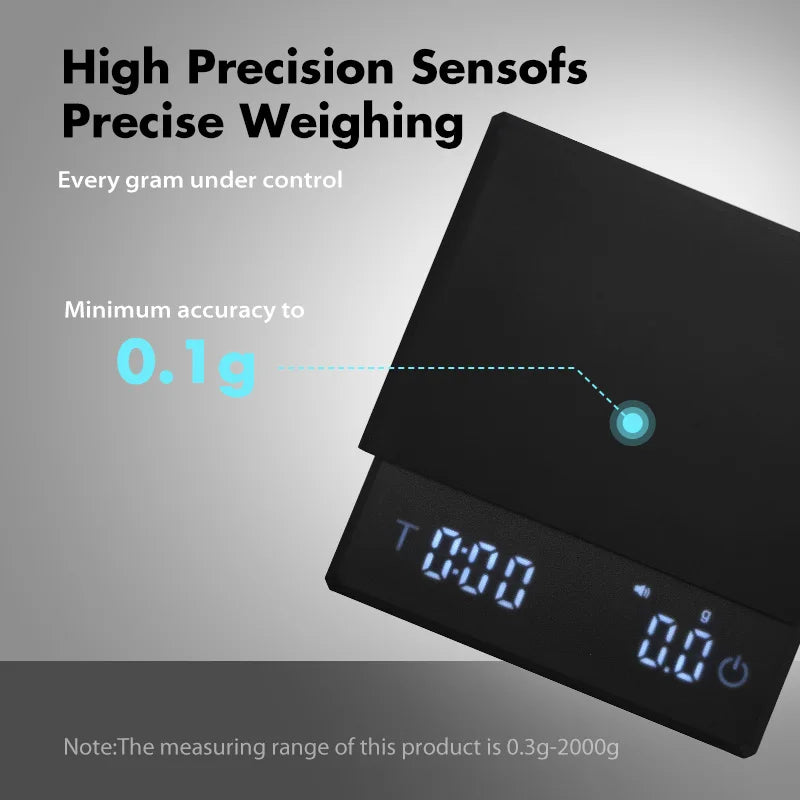 AliKisscafe Coffee Scale Digital Weight Electronic Kitchen Measuring Scales 0.1g High Precision Espresso Accessory Barista Tool by Smarsty