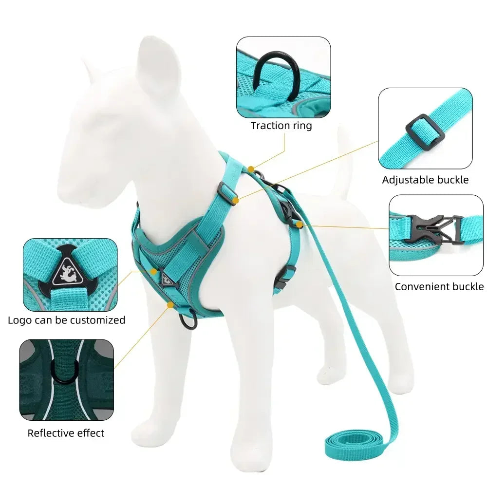 No Pull Adjustable Dog Harness and Leash Set - Smarsty