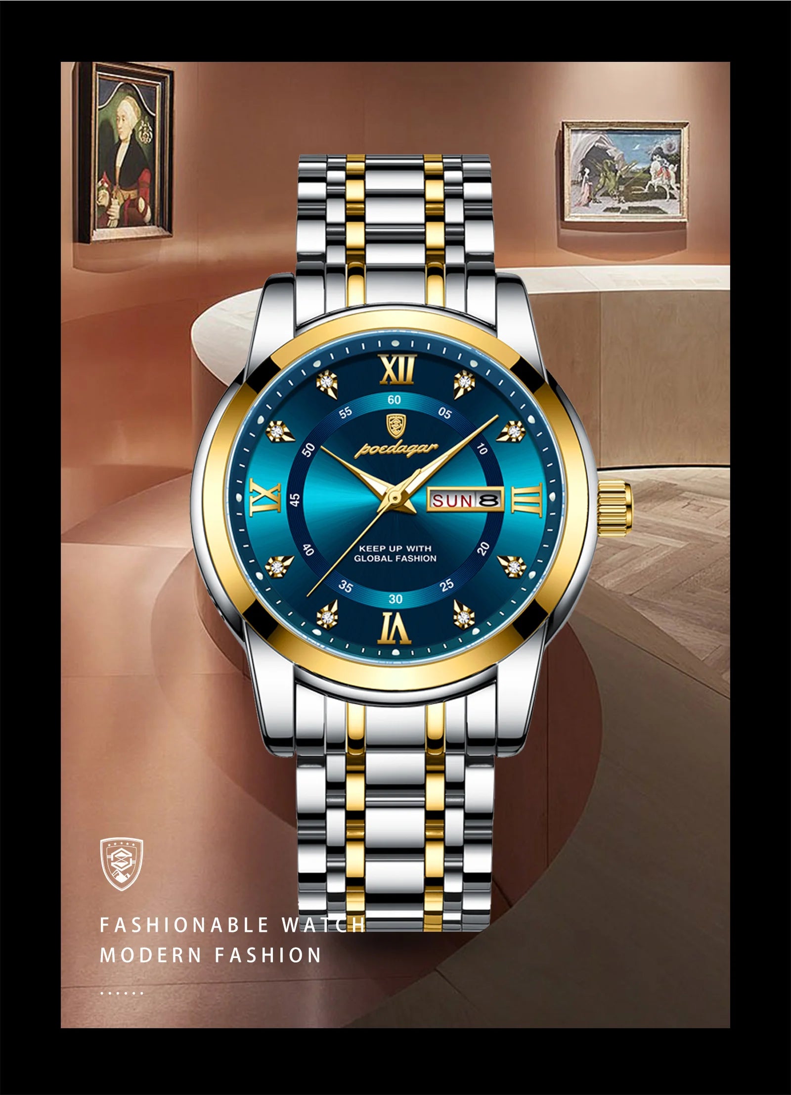 POEDAGAR Luxury Waterproof Men's Watch with Luminous Dial - Smarsty