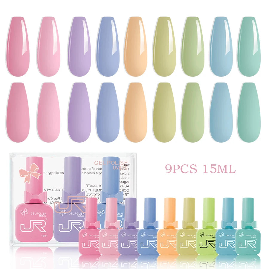 JR 9PCS Gel Nail Polish Set for Home DIY - Smarsty