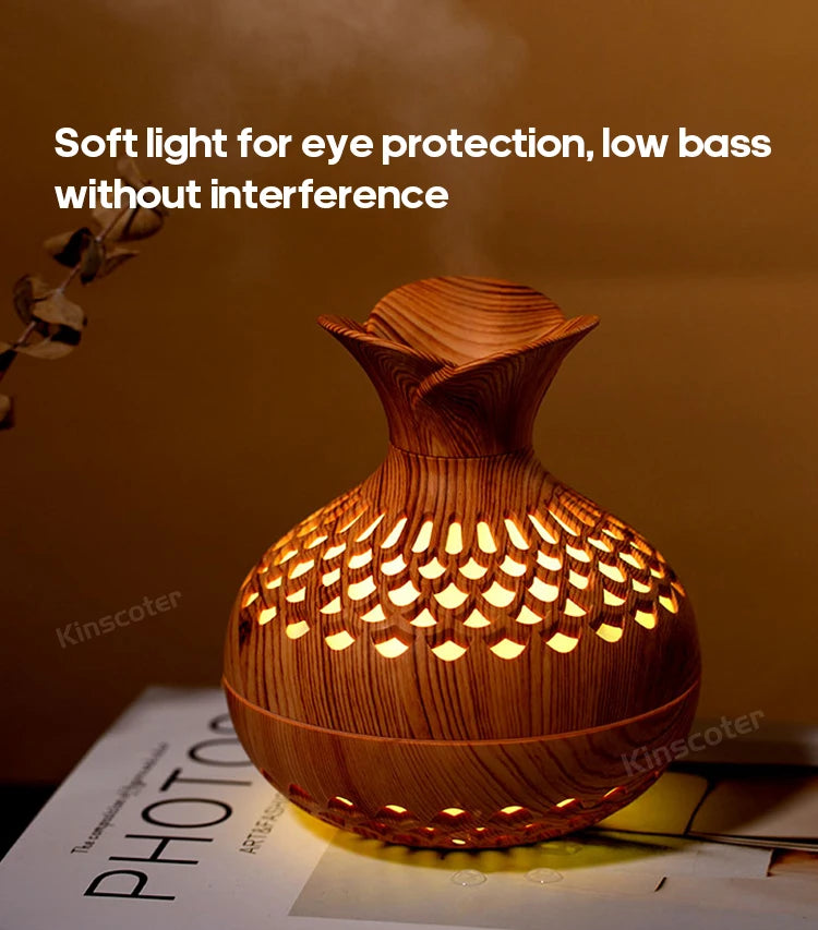 Wood Grain USB Humidifier 300ml for Hydration - Smarsty