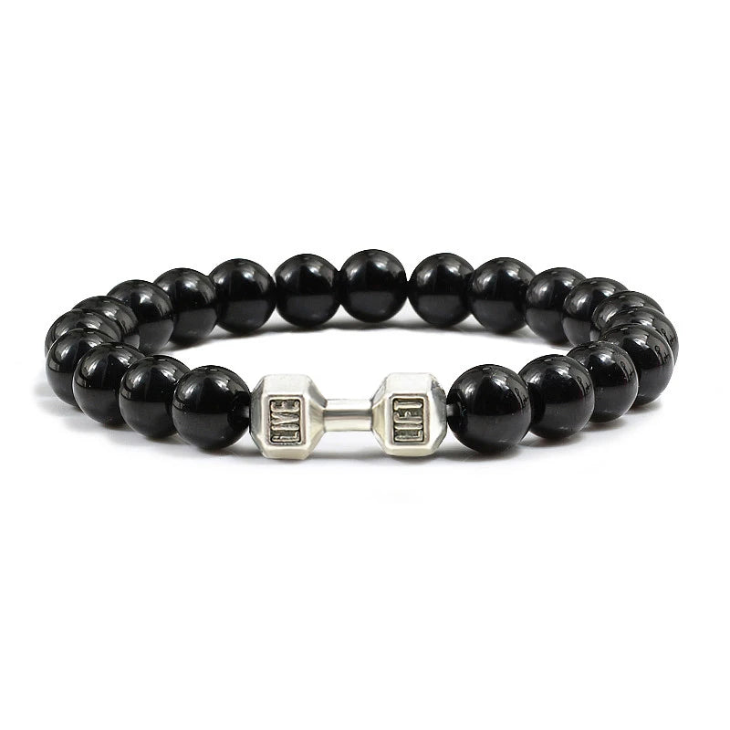 Natural Stone Dumbbell Bead Bracelet for Energy and Style - Smarsty