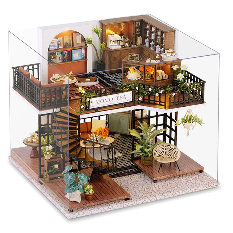 Wooden Doll House 3D Puzzle Assembly Building Model Kit Production Small Room Toys Home Bedroom Decoration With Furniture Light by Smarsty
