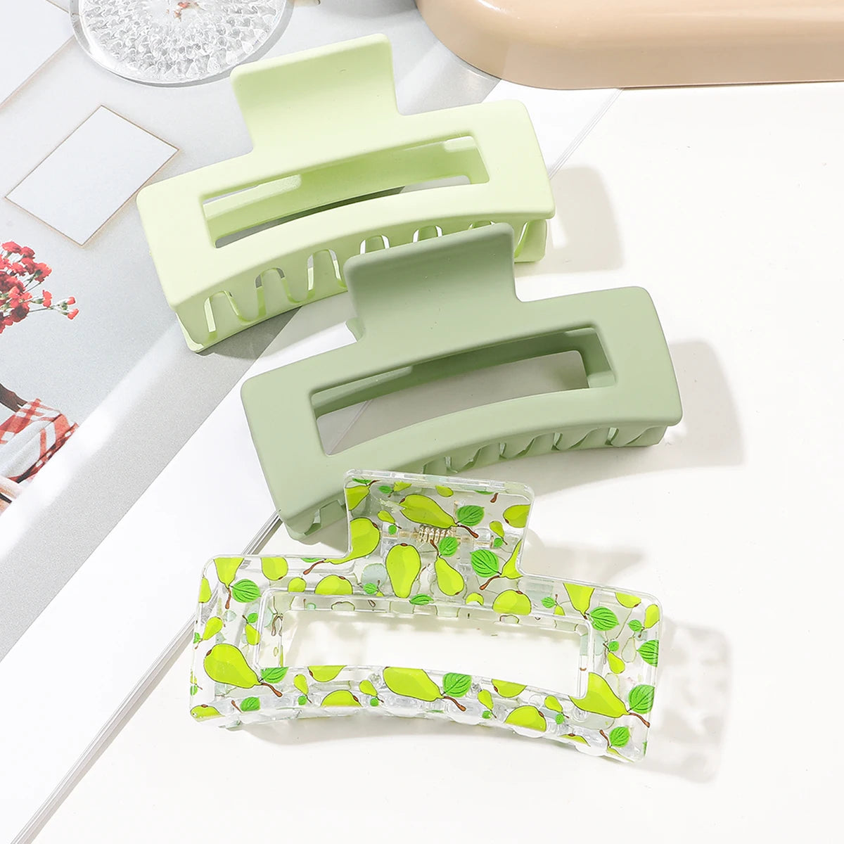 Medium Hair Claw Clips Strong Hold Matte Pink Versatile Set - Smarsty