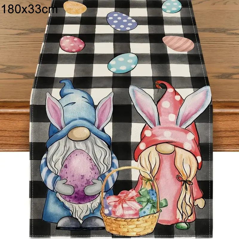 Linen Easter Rabbit Table Runner for Spring Decor - Smarsty