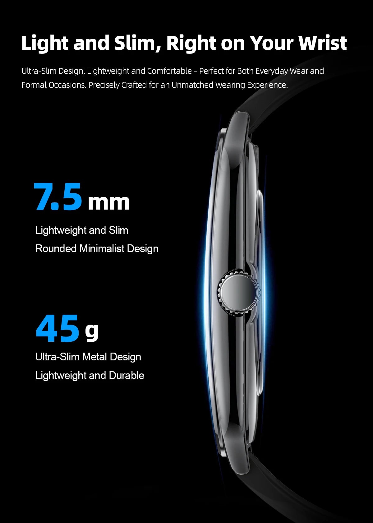 Ultra Thin Smart Watch with AMOLED Display and Call Reminder - Smarsty